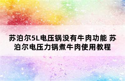 苏泊尔5L电压锅没有牛肉功能 苏泊尔电压力锅煮牛肉使用教程